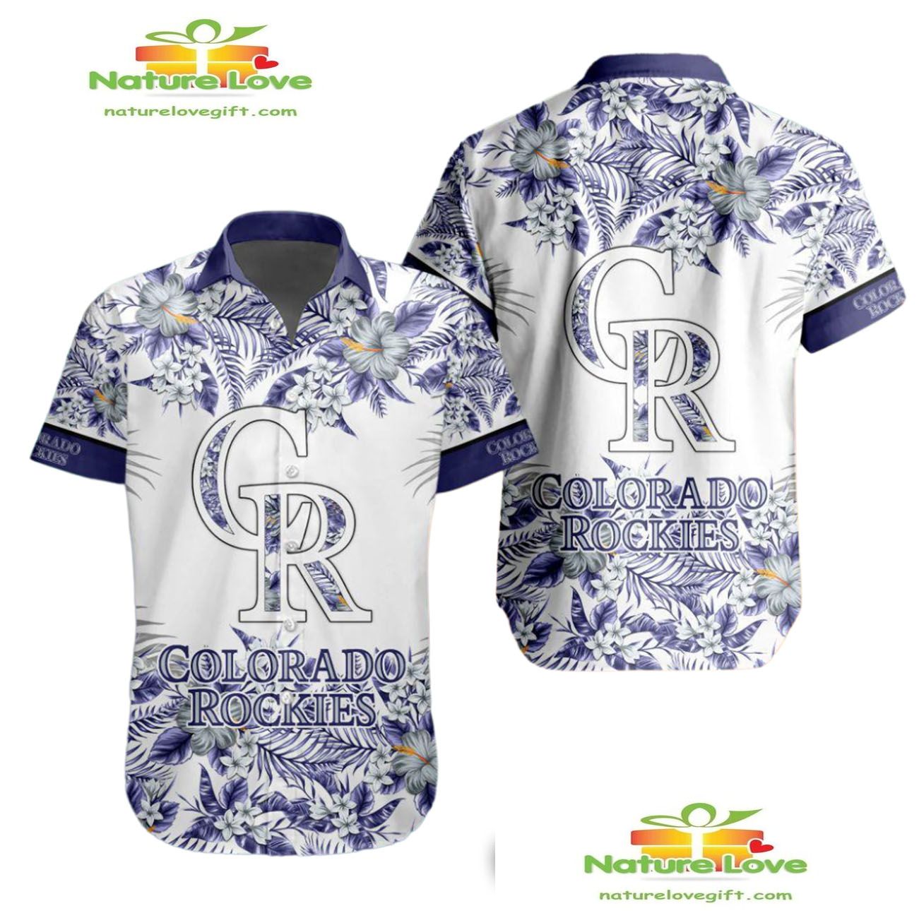 Colorado Rockies Hawaiian Shirt Tropical Flower Aloha Shirt for Men Women