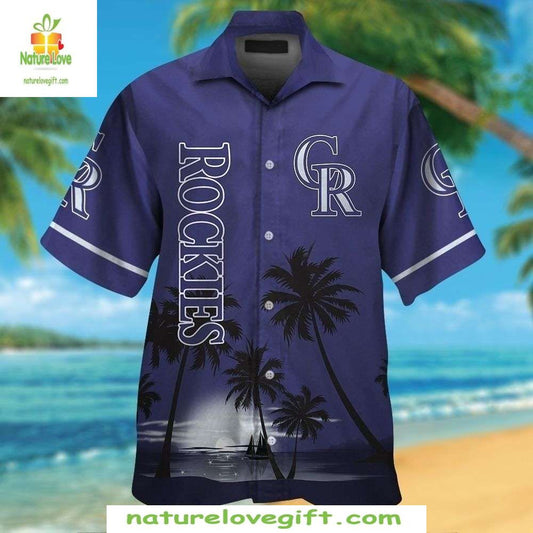 MLB Colorado Rockies Hawaiian Shirt Sunset Silhouette Baseball Apparel