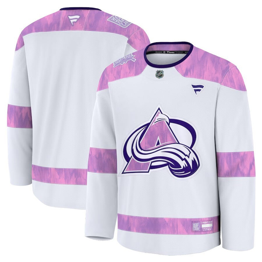 Colorado Avalanche 2024 Hockey Fights Cancer Practice Jersey - White