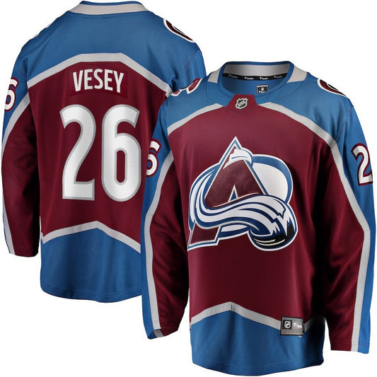Colorado Avalanche #26 Jimmy Vesey Home Breakaway Jersey - Burgundy