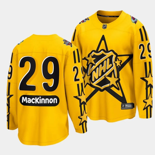 Colorado Avalanche #29 Nathan MacKinnon 2024 NHL All-Star Yellow Jersey Style 2