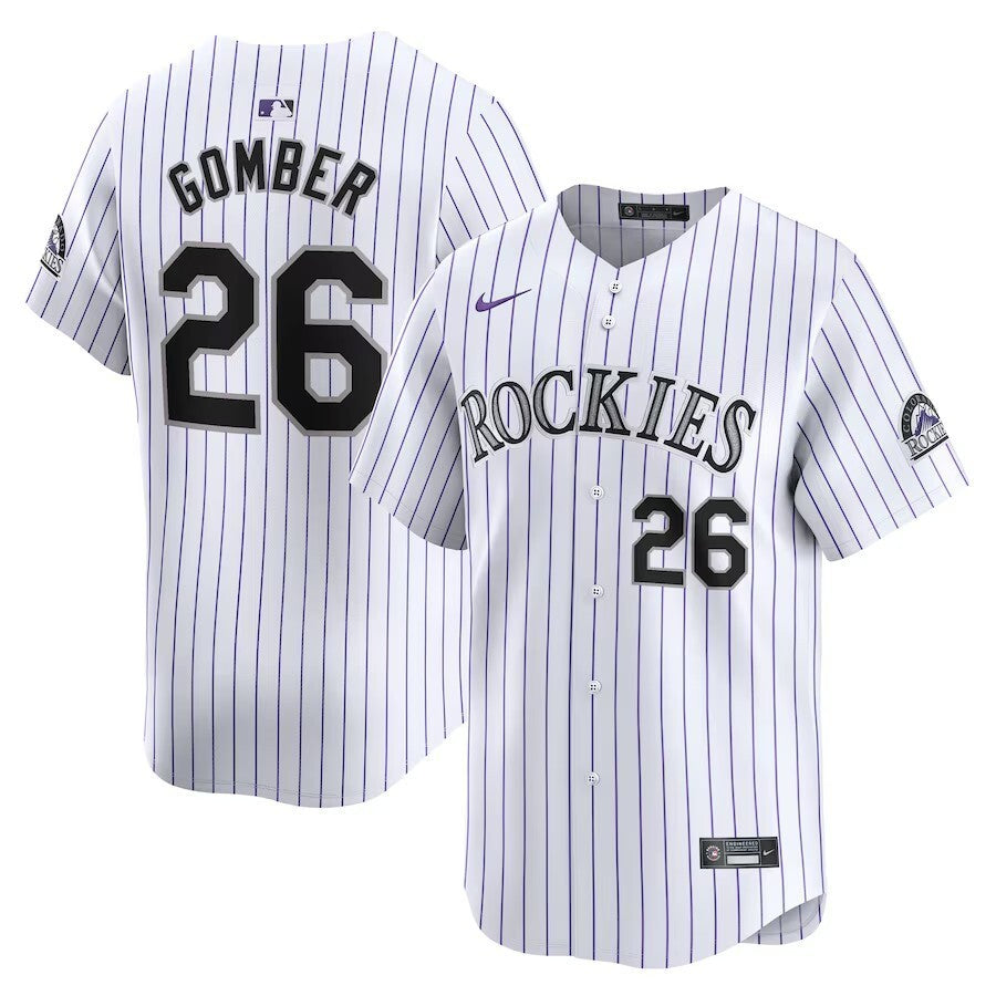 Colorado Rockies #26 Austin Gomber Home Limited Player Jersey - White Style 1