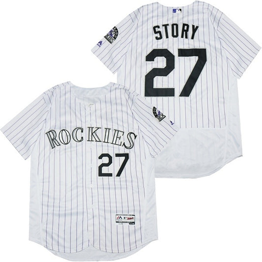 Colorado Rockies #27 Trevor Story White Purple 27 Elite
