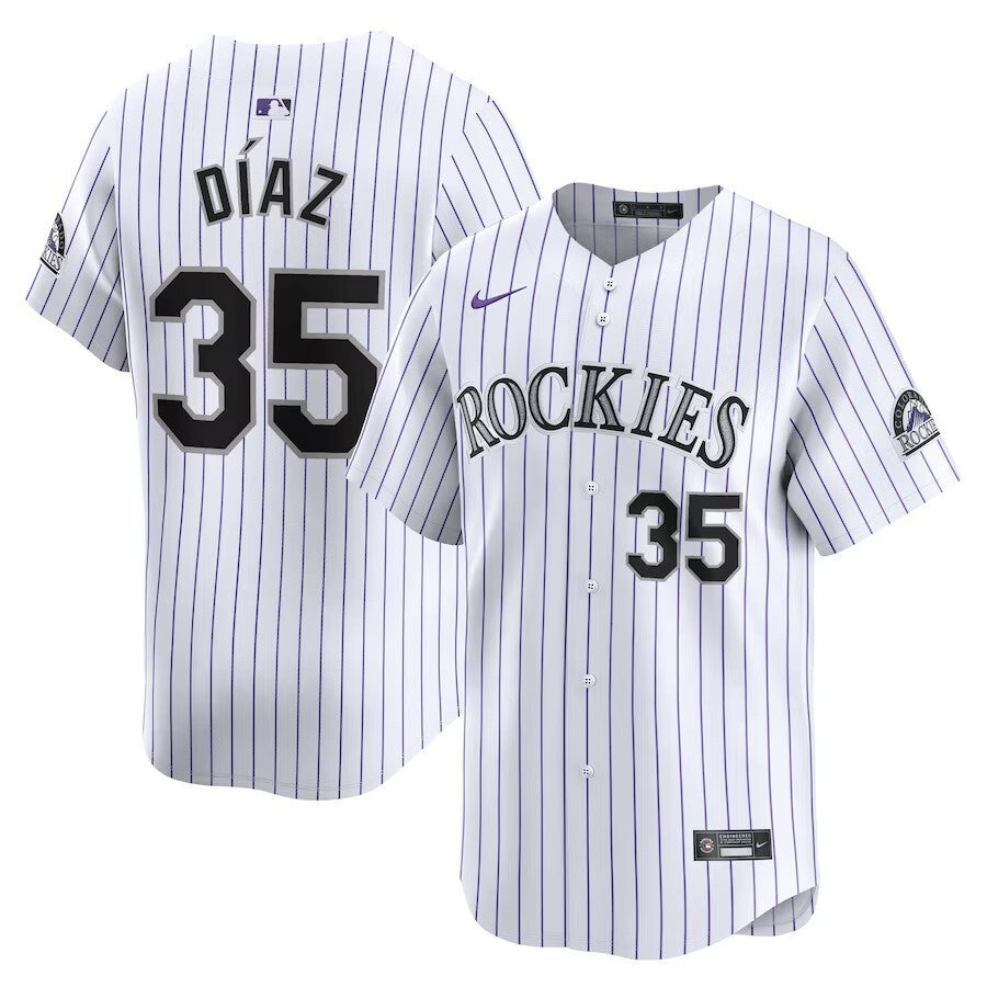 Colorado Rockies #35 Elias Diaz Home Limited Player Jersey - White Style 1