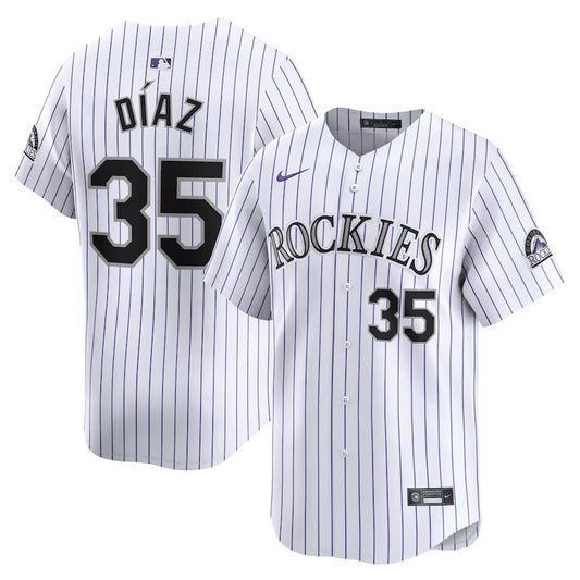 Colorado Rockies #35 Elias Diaz Home Limited Player Jersey - White Style 2