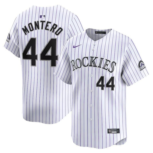 Colorado Rockies #44 Elehuris Montero Home Limited Player Jersey - White