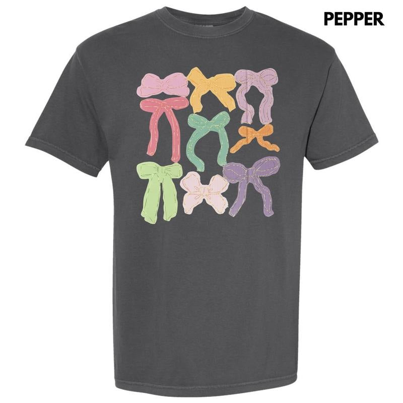 Colorful Coquette Bows Comfort Colors T-Shirt Hoodie, Sweatshirt | InkThreadWorks.com