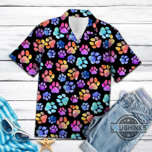 Colorful Dog Pawprint Tropical Hawaiian Shirt 131 Aloha Hawaii Shirts Aloha Summer Beach Button Up Shirts And Shorts