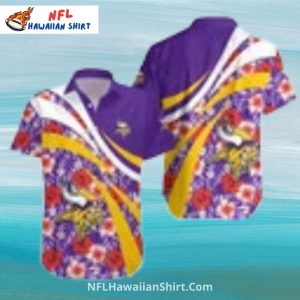 Colorful Floral Curve Pattern Minnesota Vikings Aloha Shirt