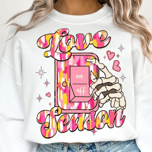 Colorful Glitter Brushstroke Valentine Day Sweatshirt, Love Season Sweatshirt, Valentine Sweatshirt, Skeleton Valentine...