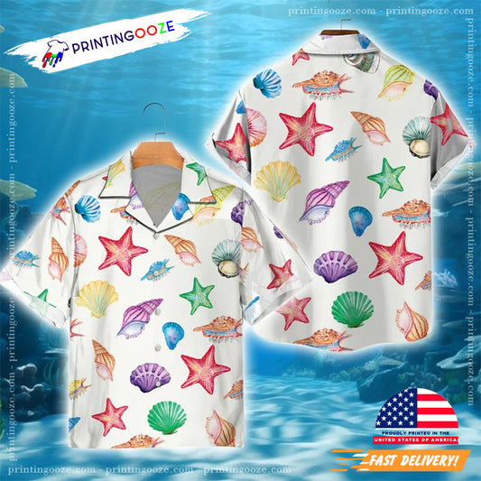 Colorful Sea Shell Aloha Hawaiian Shirt