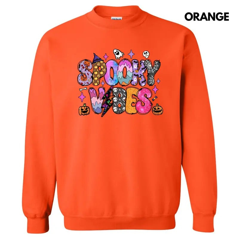 Colorful Spooky Vibes Sweatshirt 'NLB' T-Shirts, Hoodie | InkThreadWorks.com