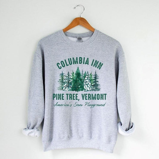 Columbia Inn Pine Tree Vermont Christmas Sweatshirt, A White Christmas Bing Crosby Sweatshirt, Christmas Movie Sweatshirt