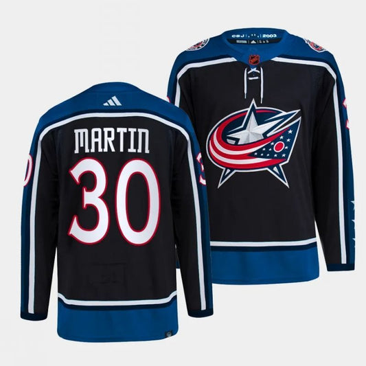Columbus Blue Jackets #30 spencer martin reverse retro black