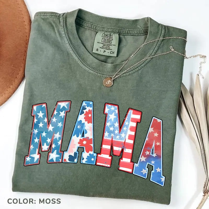Comfort Color American Mama T-shirt, Retro Mama America Tee, 4th Of July T-shirt For Women , American Mama, Retro Us