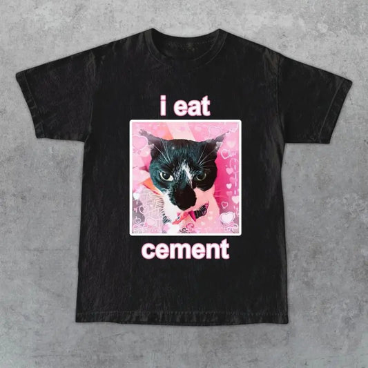 Comfort Color I Eat Cement Cat Unisex Style T-Shirt Funny Shirt for Cat Lovers Top Tee Comfortable Cotton Hoodie, Sweatshirt