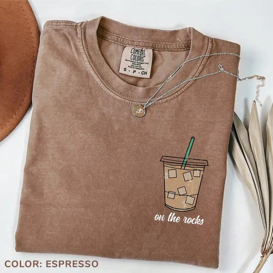 Comfort Color On The Rocks Iced Coffee Shirt, Trendy Coffee Graphic Tee, Weather Graphic Tee, Fall Coffee Gift, Coffee Lover Gift