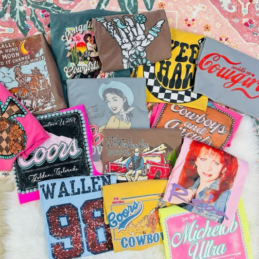 Comfort Color Tees Bundle - 2 Tees for $34.99 | Western Mama & Preppy Graphic Tees | Plus Size Options | Customizable Category Selection | 2 Poly Blend Sweatshirts for 43.99