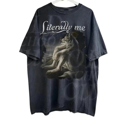 Comfort Color Wolf Funny Vintage T-Shirt, Retro Meme Tee, Grunge Clothing Aesthetic, Emo Silly Animal Graphic Shirt, Alpha Wolf Shirt, Washed Shirt Menswear Top Underwear Tshirt Streetwear Gamis