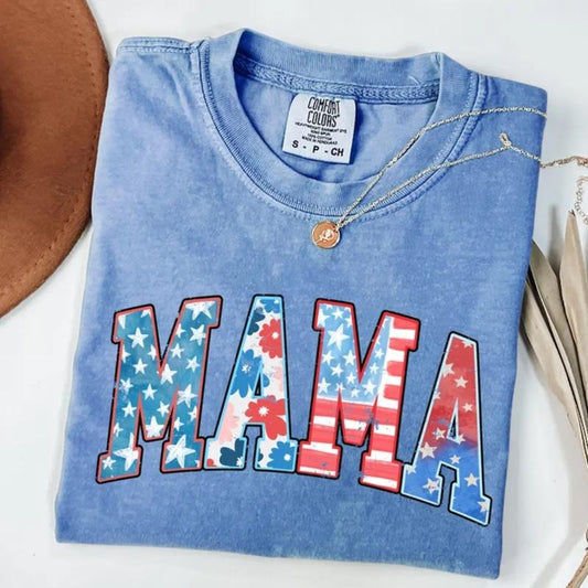 Comfort Colors American Mama T-shirt, Mama T-shirt, Retro Mama America Tee, 4th Of July T-shirt, American Mama, Retro Usa Tshirt, USA Tee