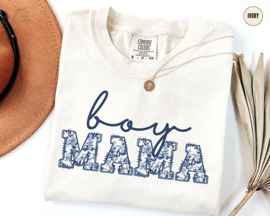 Comfort Colors Boy Mama T-Shirt, Toile Boy Mama Shirt, New Mom Pregnancy Announcement,Gender Reveal Tee, Baby...