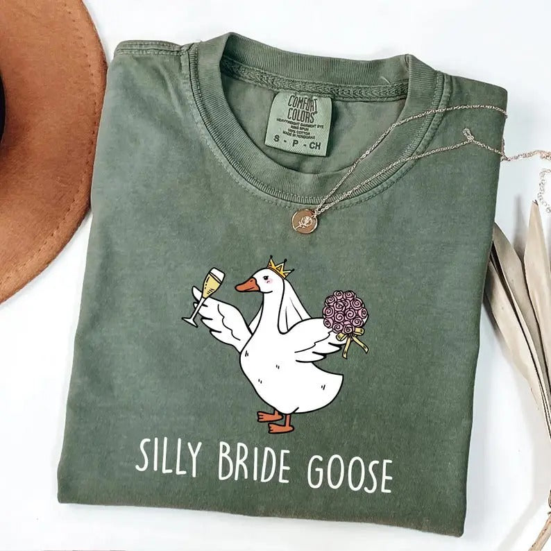 Comfort Colors Bride Bridesmaid Silly Goose Shirt, Matching Bridesmaid Proposal Gift, Wedding Getting Ready Bridal Party,...