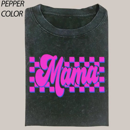 Comfort Colors Checkered Mama Lightning Bolt T-Shirt, 90s Retro Mama Shirt, Motherhood Shirt, Mom Life Tee, Mothers Day...