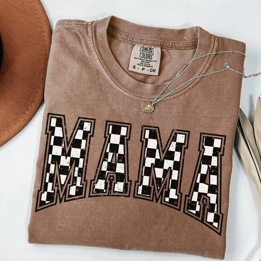 Comfort Colors Checkered Mama Shirt Gift For Mom, Retro Mom Tee, Mother's Day Gift, Vintage Checkered Mama T-shirt,...