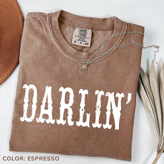 Comfort Colors DARLIN' T-shirt, Country Girl T-Shirt, Nashville Tee, Vintage Cowgirl TShirt, Funny Western T-Shirt Oversized Graphic Tee