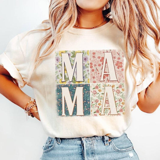 Comfort Colors Floral Mom T-shirt,Mama Floral Shirt, Coquette Bow Mama T-Shirt, Mothers Day Gift, New Mom Gift For...