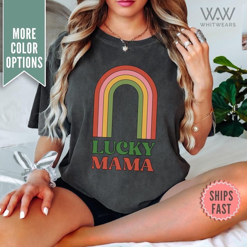 Comfort Colors Lucky Mama T-shirt, Rainbow Lucky Mama St. Patrick's Day T-Shirt, Mothers Day Mom Shirt, St. Pattys Mama...