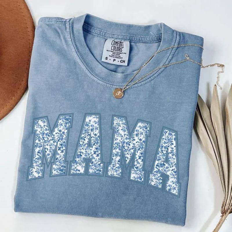 Comfort Colors Mama T-Shirt, Toile Floral Mama TShirt, Pregnancy Announcement Boy, Cute Mom Mothers Day Gift, Mom Life...