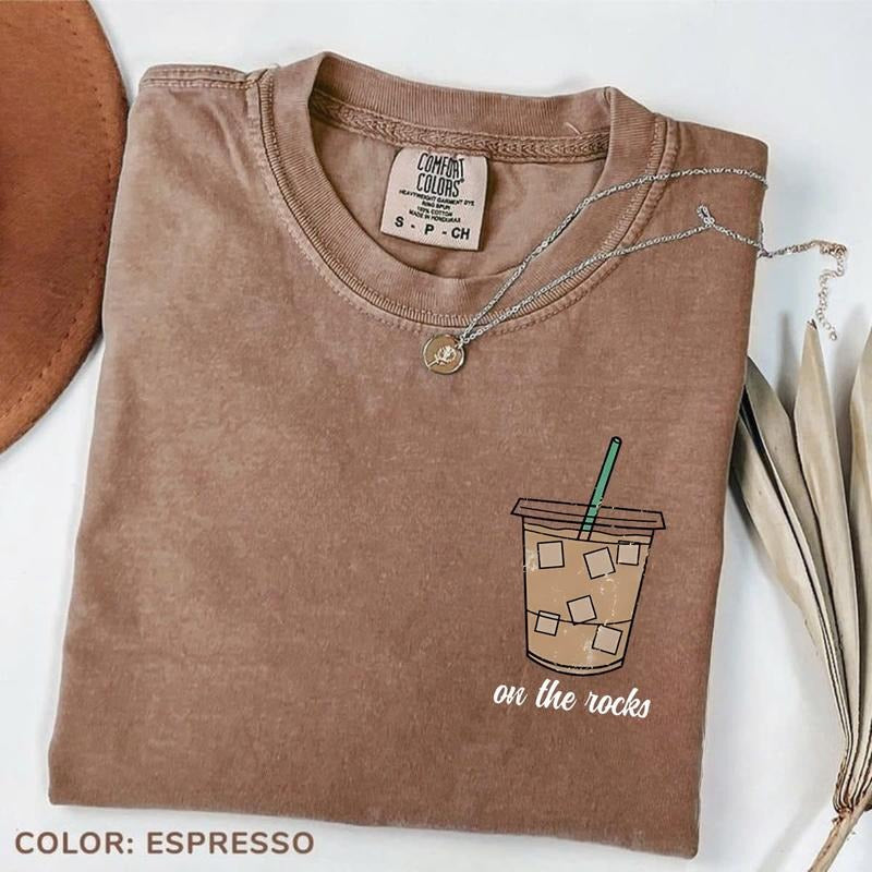 Comfort Colors On The Rocks Iced Coffee T-Shirt, Trendy Coffee Graphic T-Shirt, Weather Graphic Tee, Fall Coffee Gift, Coffee Lover Gift