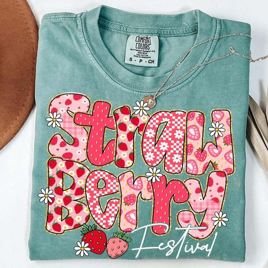 Comfort Colors Preppy Strawberry Festival Shirt, Preppy Strawberries T-Shirt, Strawberry Festival Shirt, Summer...