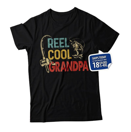 Comfort Colors Reel Cool Grandpa Shirt for Men, Grandpa Fishing T-Shirt, Grandpa Fisherman, Grandpa Gift