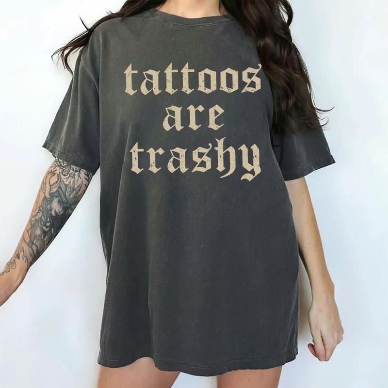 Comfort Colors Retro Tattoos Are Trashy Shirt, Funny Sayings Tattoos Are Stupid Tee For Women, Anti Tattoos Shirt, Funny...