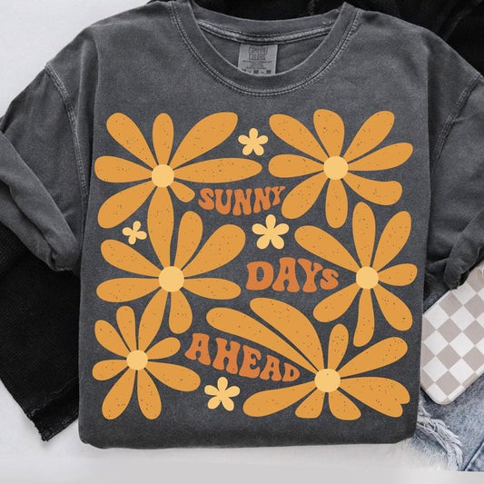 Comfort Colors Sunny days ahead T-Shirt, Boho Summer T-Shirt, Retro Summer Shirt, Boho hippie floral Shirt, Abstract...