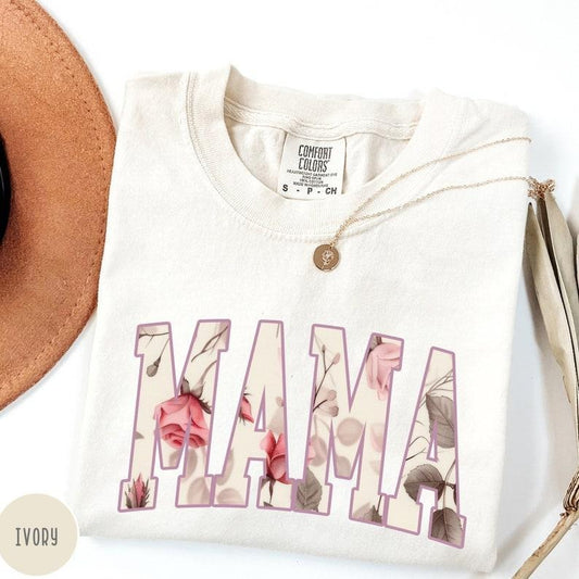 Comfort Colors Vintage Floral Mama t-shirt, Mama T-Shirt, Strong Woman Shirt, gift for mothers day, Mama tee, Graphic Tee, Women's T-Shirt