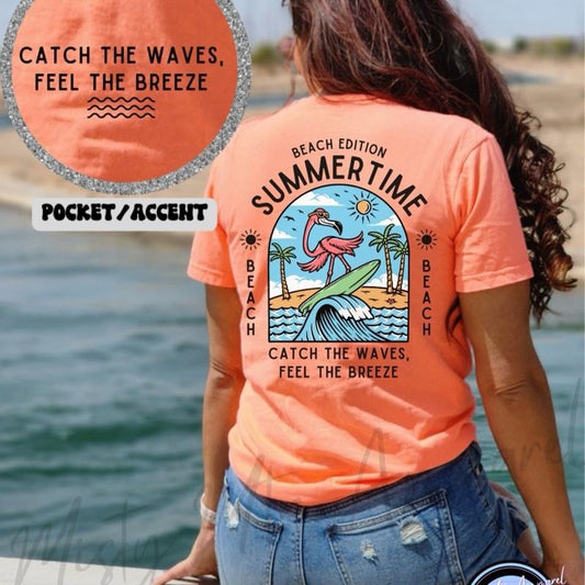 Comfort Colors Women's Summer Edition Short Sleeve Casual Cotton Graphic T-Shirt, "BEACH EDITION SUMMERTIME" Design - Top, Womenswear