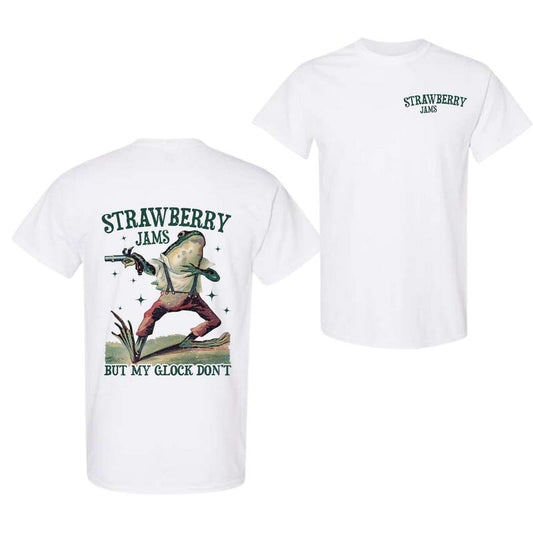 Comfort Colors, Strawberry Jams But My Glock Don't Vintage Graphic T-Shirt, Full Color, Full Size