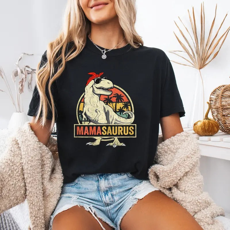 Comfort Tshirt Mamasaurus T Rex Dinosaur Funny Mother's Day Gifts Mom Mommy Unisex Adult Classic Fit