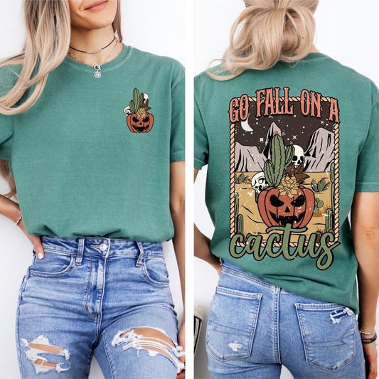 Comfort colors Go Fall On A Cactus short sleeve casual cotton graphic tee