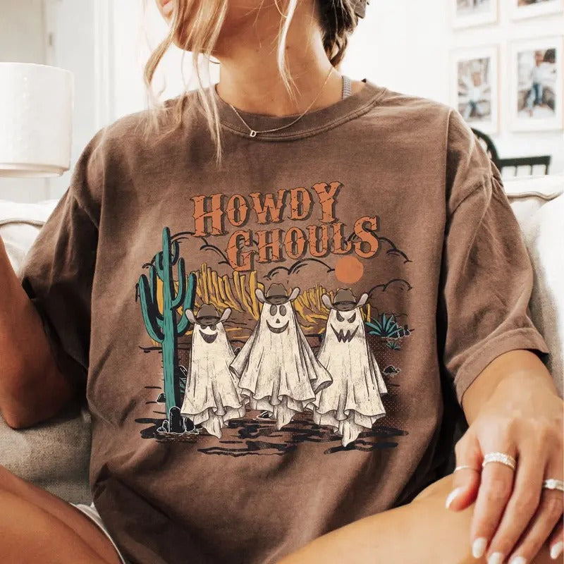 Comfort colors Howdy Ghouls short sleeve casual cotton graphic tee