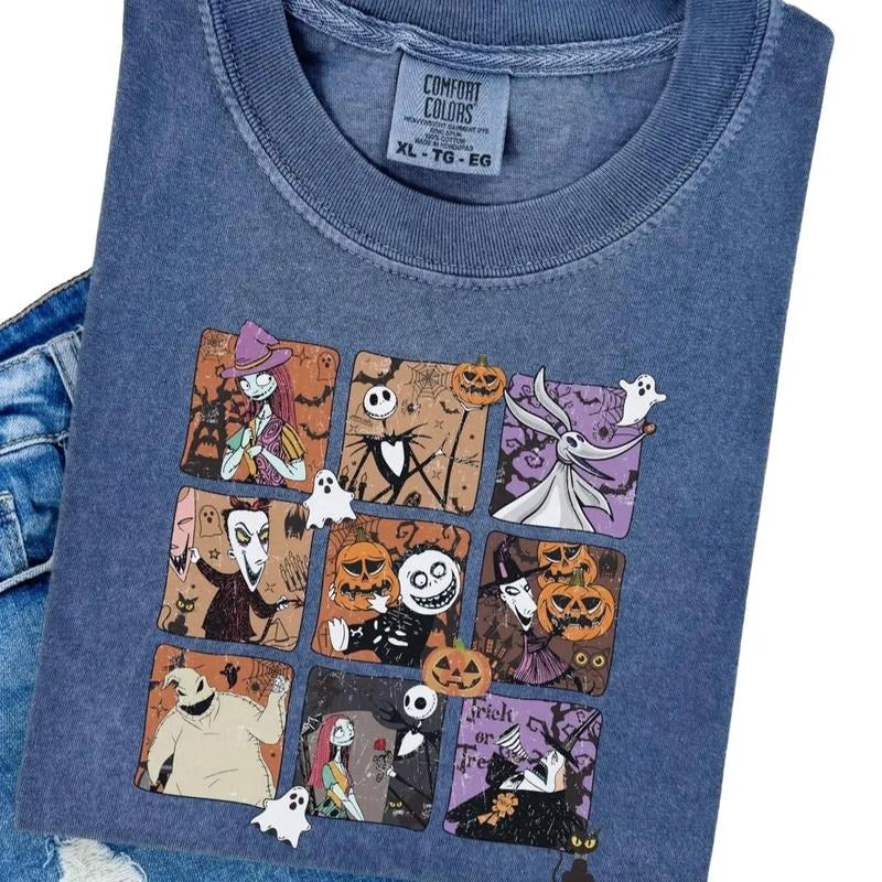 Comfort colors Nightmare Before Christmas collage short sleeve casual cotton graphic tshirt
