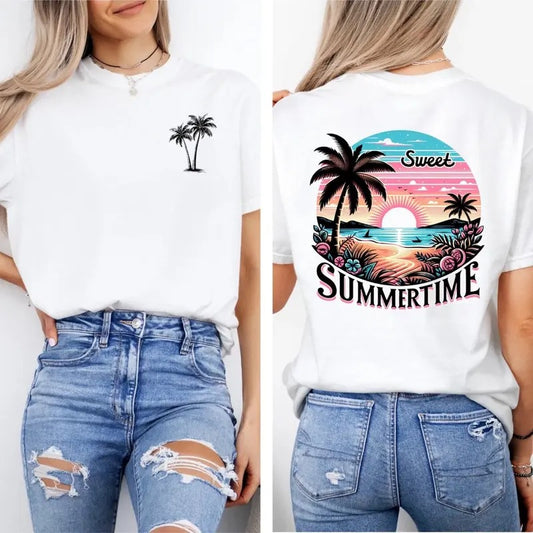 Comfort colors beach in summertime short sleeve cotton casual graphic tshirt