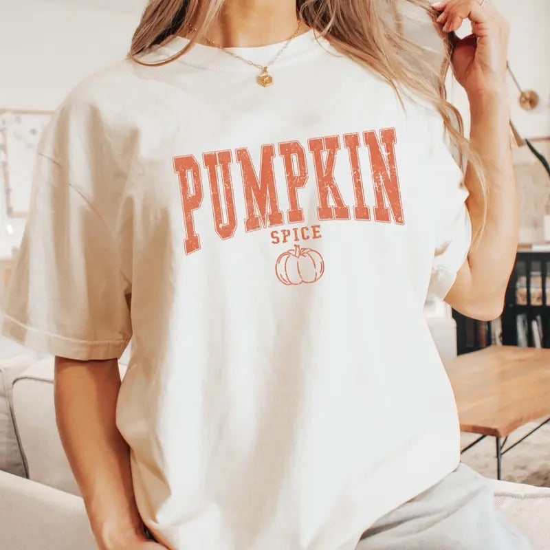 Comfort colors distressed pumpkin spice short sleeve casual cotton graphic tshirt