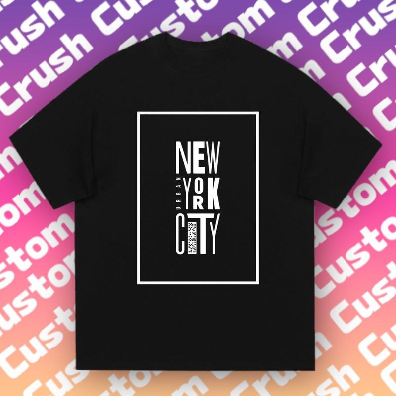 NYC Fanatic! 'New York City' Gradient Tee |   Minimalist White Text & Purple-Pink-Orange Clash |   Urban Chic essential...