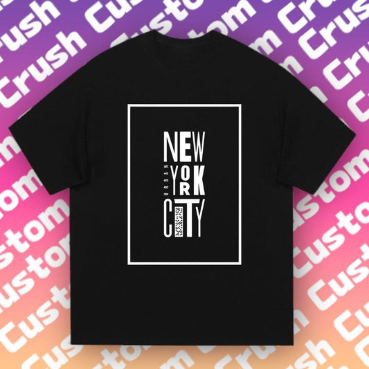 NYC Fanatic! 'New York City' Gradient Tee |   Minimalist White Text & Purple-Pink-Orange Clash |   Urban Chic essential...