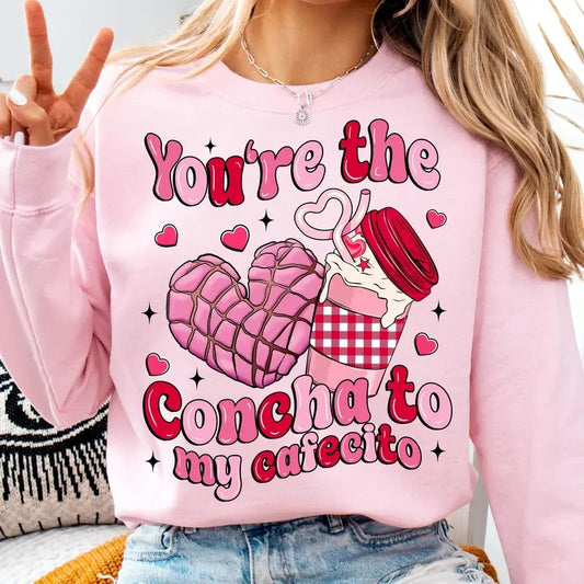 Concha Valentine Tshirt Sweatshirt, Mexican Valentine Sweatshirt, Conchas Pan Dulce Heart, Valentine Mexican Food, Unisex...