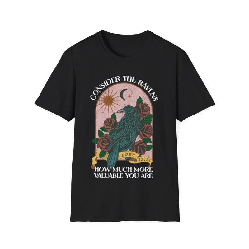 Consider The Ravens Luke 12:24 Flowers Bird Faith Christian T-Shirt Hoodie, Sweatshirt | InkThreadWorks.com